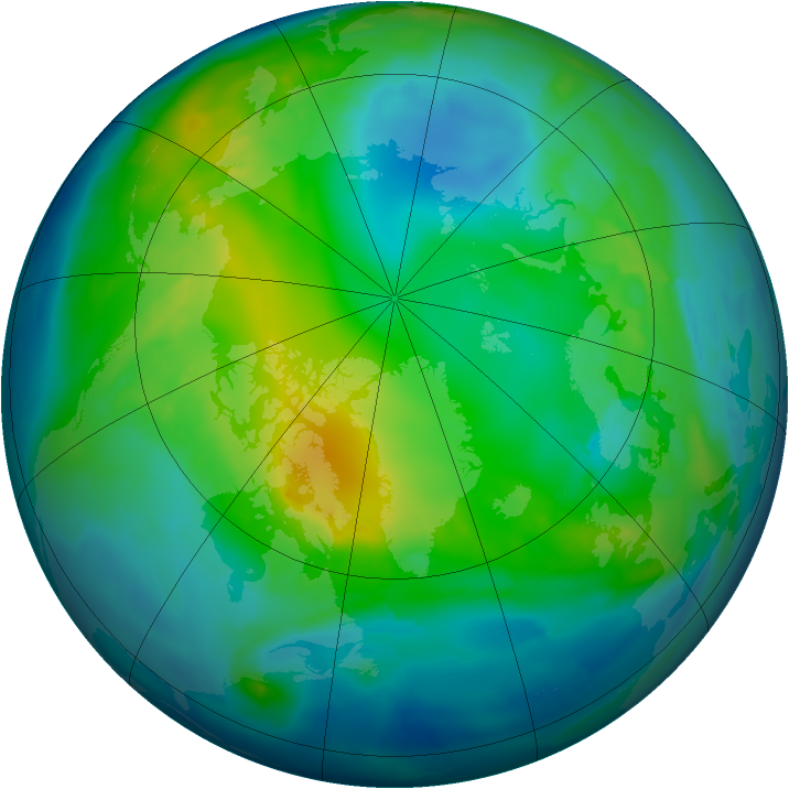 Arctic ozone map for 08 November 2010